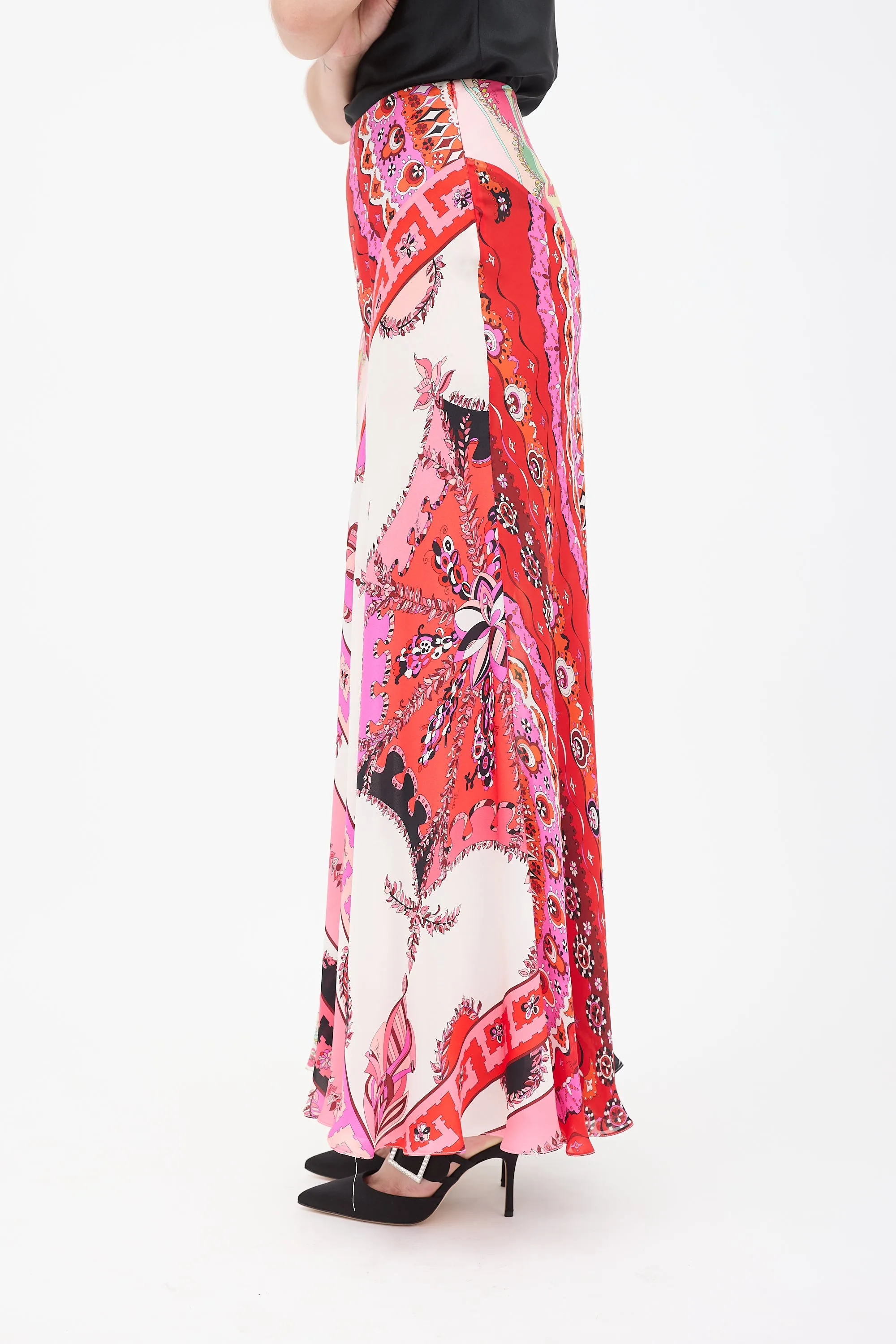 Multicolour Silk Print Skirt